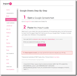 Using Google Apps Script to integrate with import.io