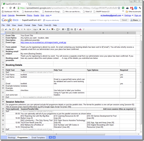 Google Spreadsheet used to create form