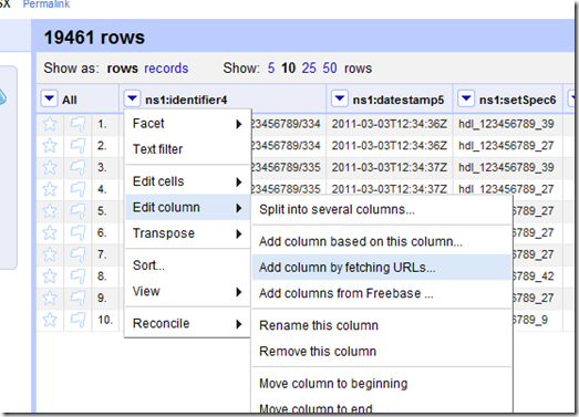 Google Refine - add data from column