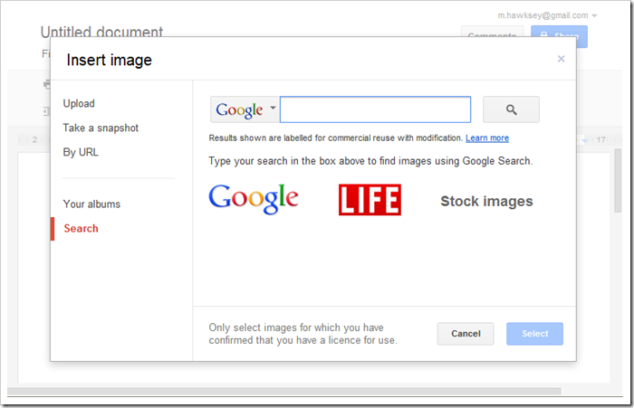 Insert image in Google Docs