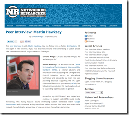 Peer Interview: Martin Hawksey on Networked Researcher