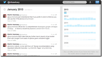 Twitter Archive interface