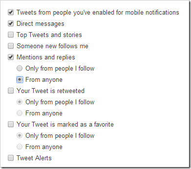 Click for your Twitter Device Settings