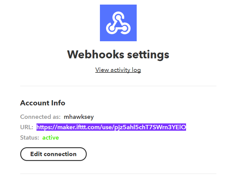 Webhooks settings page