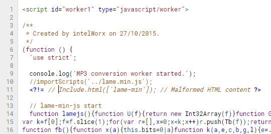 Including lame-min.js in the worker-realtime.js